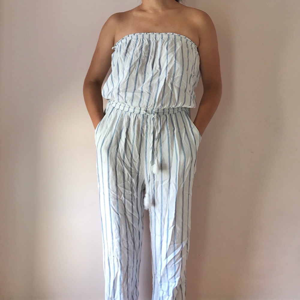 Pinstripe Sleeveless Jumpsuit